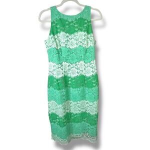 New York & Company Green Floral Lace Spring Sleeveless Midi Dress Size 6
